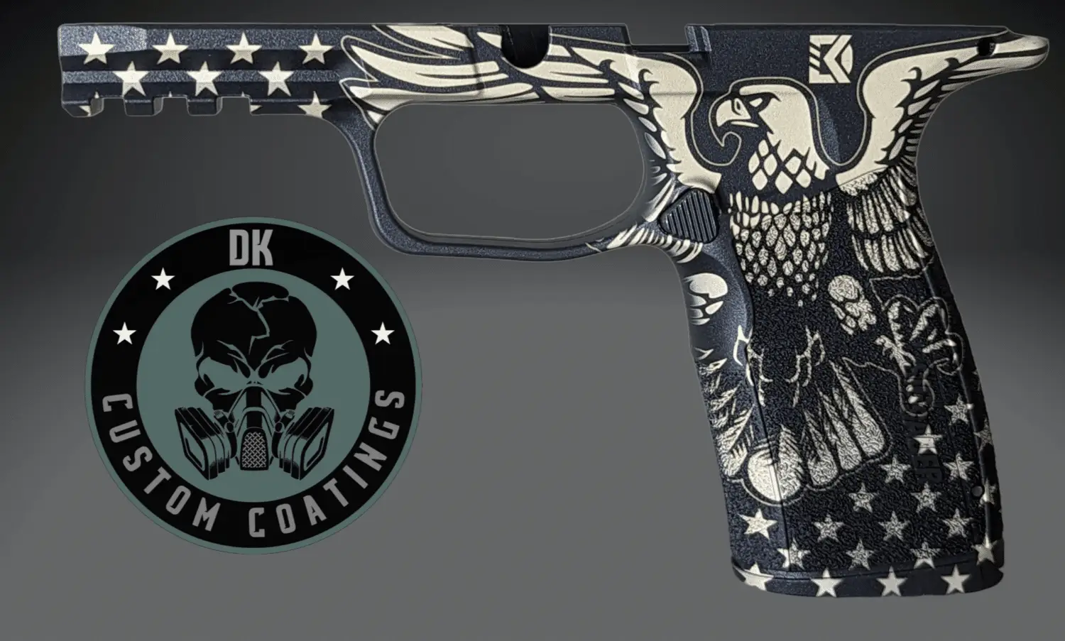 3702131901 - DK Custom Coatings LLC Photo of Sig Sauer P365 X-Macro with DK’s Freedom Eagle and Stars