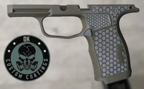 Photo of Sig Sauer P365 GRAY XL/X Module – Hexagon laser stippling – ODG Cerakote.