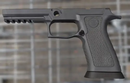 Photo of Sig Sauer P320 X Full TXG module and four sided Tetris stippling.