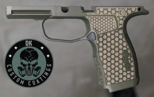 Photo of Sig Sauer P365 TAN XL/X Module – Hexagon laser stippling – DK’s Custom Dark Green Anodized Mix