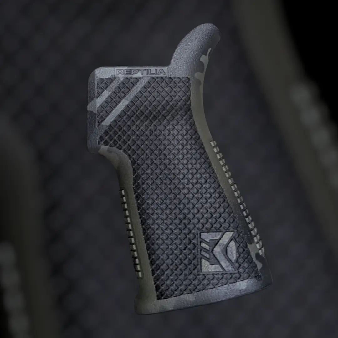 2025/09/1000007250.png - DK Custom Coatings LLC Photo of Reptilia CQG™ Grip – Multicam Black Camo Cerakote – DK Laser Mesh Stippling