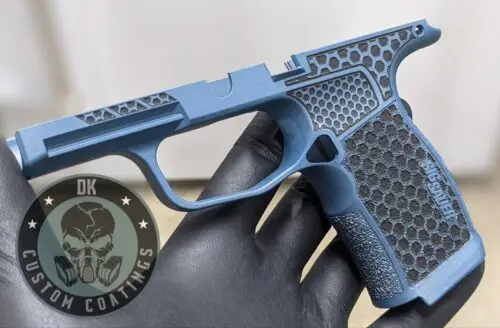 Photo of Sig P365 XL/X Grip Module- Blue Titanium Cerakote – DK’s Hexagon Laser Stippling