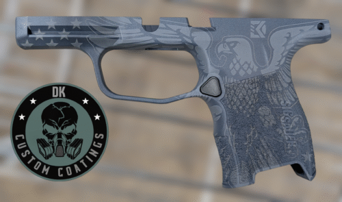 Photo of Sig Sauer P365 Module with DK’s Freedom Eagle and Stars Gray Cerakote