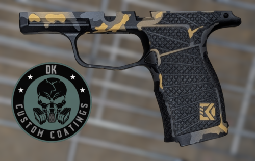 Photo of Sig Sauer P365 XL/X Grip Module – DK’s Gold Camo – Four Sided Laser Stippling
