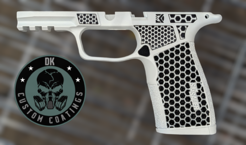 Photo of Sig Sauer P365 X Macro Grip Module -White Cerakote – DK’s Hexagon Laser Stippling