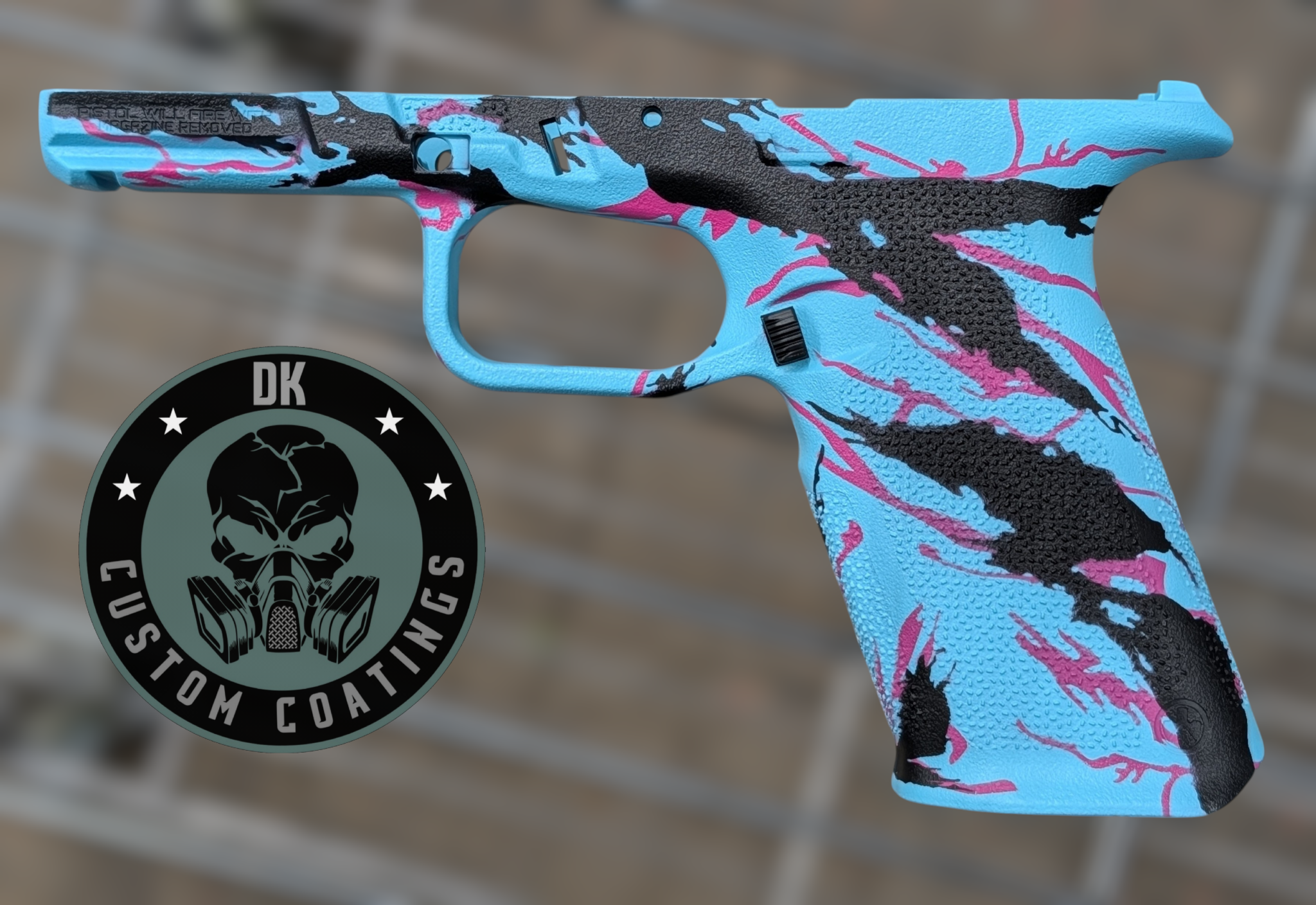 10206 - DK Custom Coatings LLC Photo of Ruger RXM Full Size Grip Frame – Miami Vice Tiger Stripe