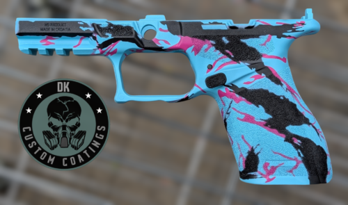 Photo of Springfield Echelon 4.0C Compact Size Grip Module coated in Miami Vice Tiger Stripe