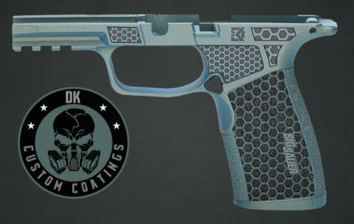 Photo of Sig Sauer P365 X Macro Grip Module- Northern Lights Cerakote – DK’s Hexagon Laser Stippling