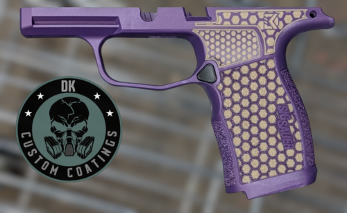 Photo of Sig Sauer P365 TAN XL/X Module – DK’s Custom Mixed Purple Reign- Peanut Butter & Jelly Edition With DK’s Hexagon Laser Stippling