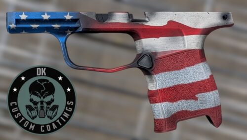 Photo of Sig P365 Grip Module – DK’s Distressed American Flag Cerakote