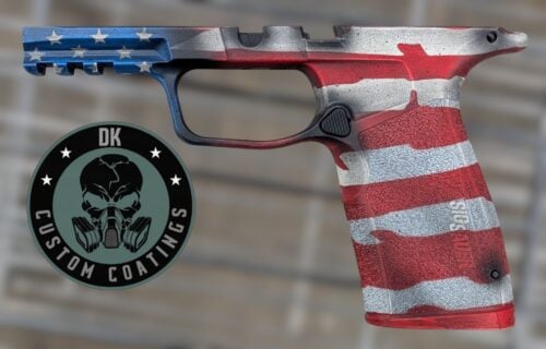 Photo of Sig Sauer P365 X Macro Grip Module – DK’s Distressed American Flag Cerakote