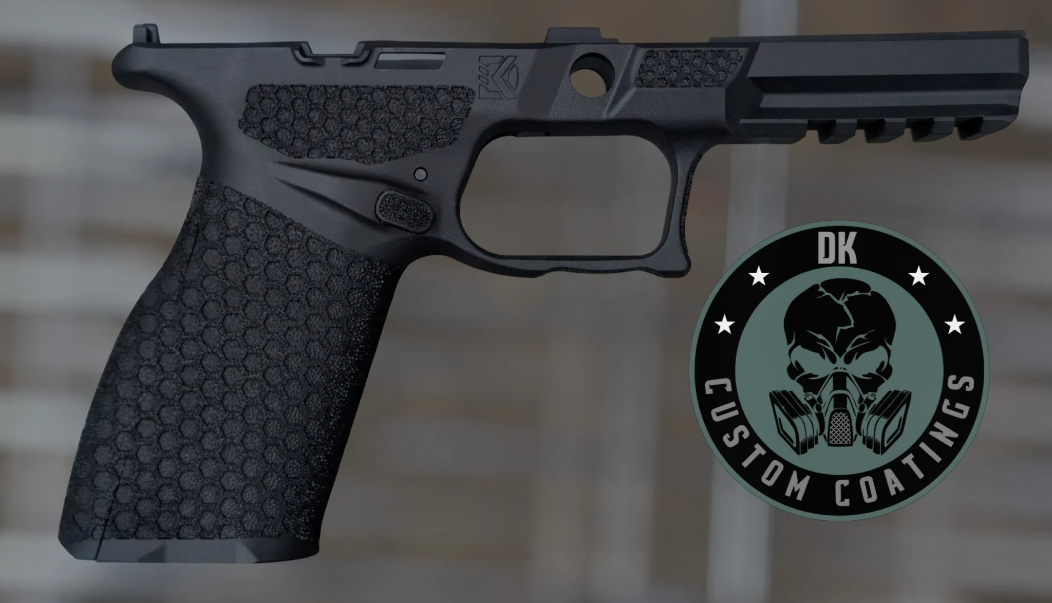 12409 - DK Custom Coatings LLC Photo of Springfield Echelon Full Size Grip Module Black with DK’s Hexagon Laser Stippling