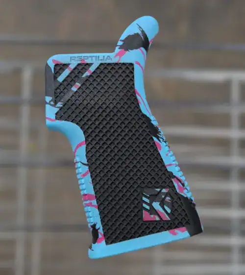 Photo of Reptilia CQG™ Grip – Miami Vice VTS Cerakote – DK Laser Mesh Stippling